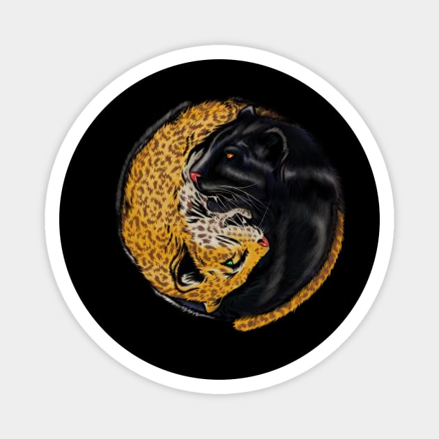 Yin Yang Symbol, Jaguar Cat, Black Panther Animal Magnet by logiamerch